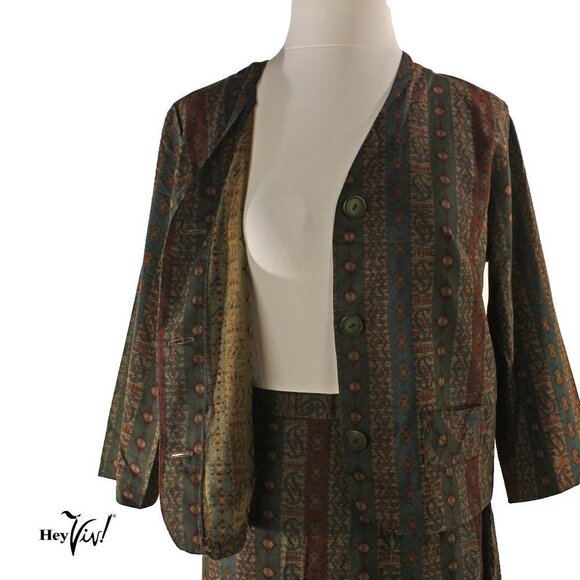 Vintage 50s Two Piece Skirt & Jacket -Metal Zip -S - Picture 5 of 8